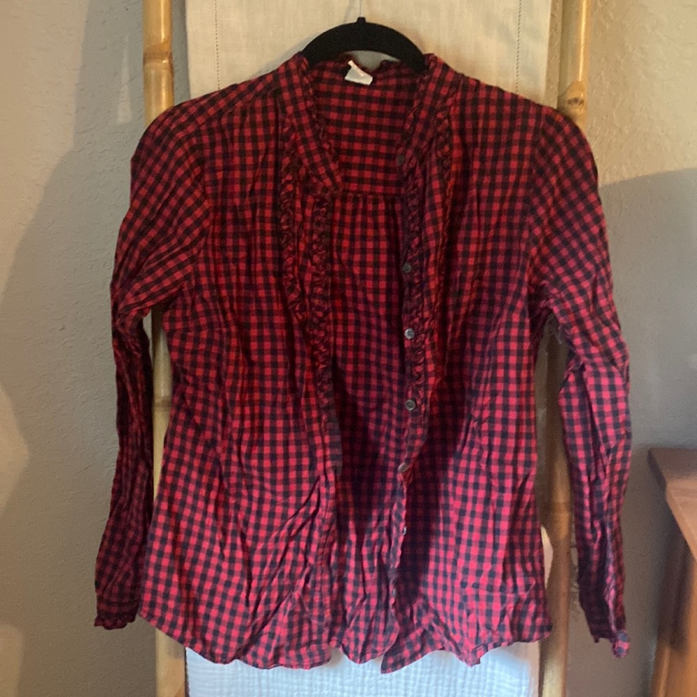 I crew blank and red long sleeve dress shirt